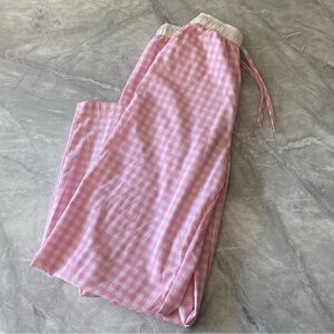 SHEIN Pink Gingham Wide Leg Pants